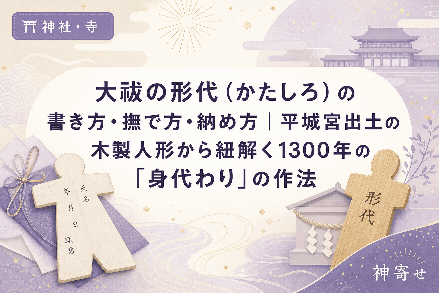 大祓の形代(かたしろ)の書き方・撫で方・納め方|平城宮出土の木製人形から紐解く1300年の「身代わり」の作法